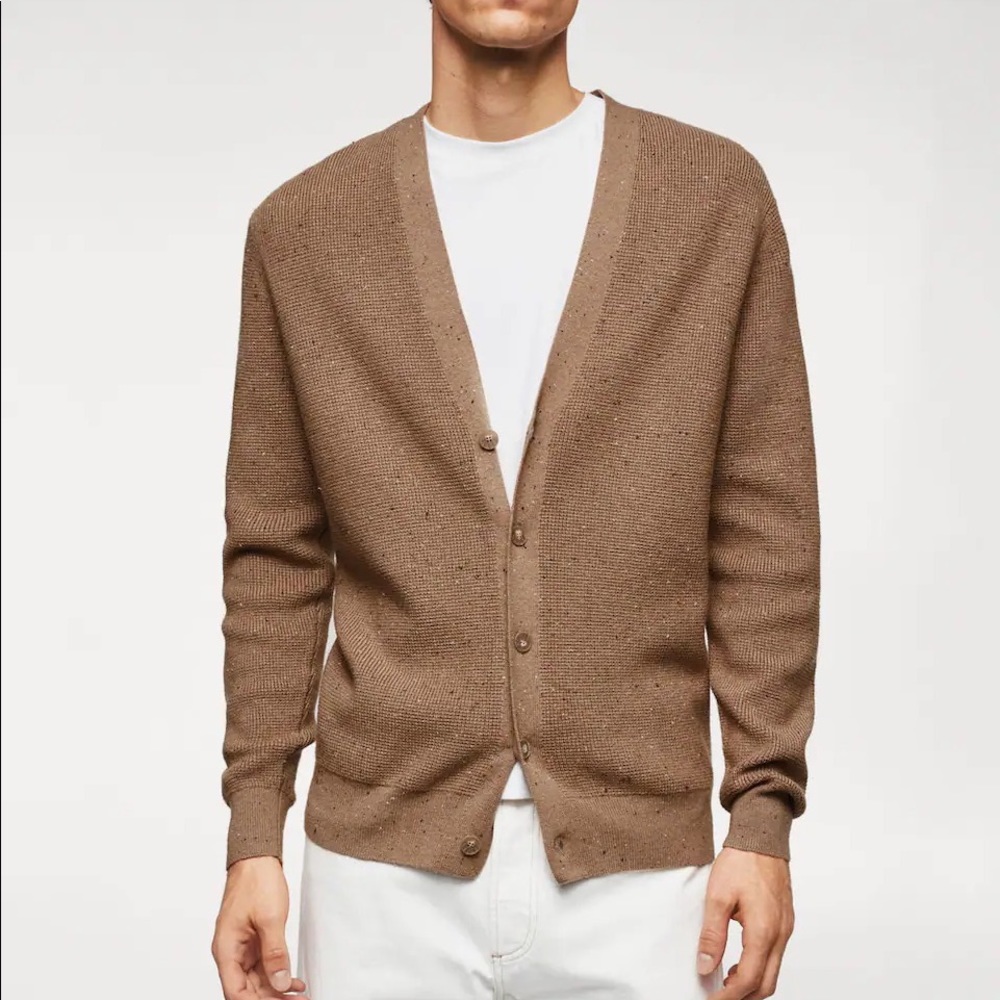COPY - BNWT Mango Men’s Marbled structure beige cardigan size Medium
